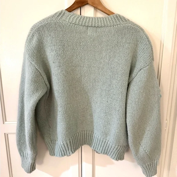 Anthropologie Ivy Luna Knit Puff 3D Crocheted Flower Cardigan - Picture 2 of 5